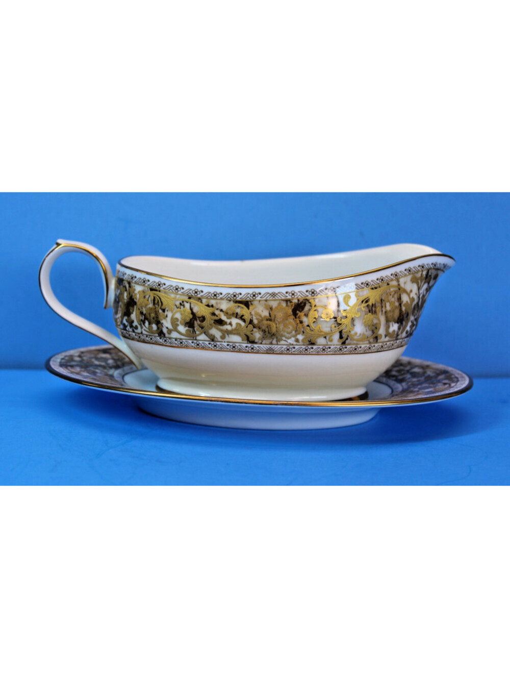 HTF Vintage Noritake 75th Anniversary Gravy Bowl/Handle & Saucer Gold Trim LNC